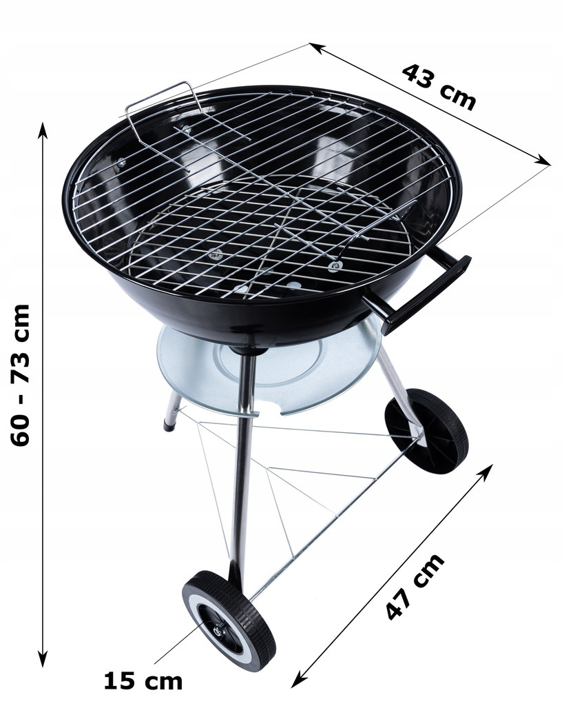 DUŻY GRILL OGRODOWY Z POKRYWĄ KETTLE OKRĄGŁY RUSZT DUŻY GRILL OGRODOWY Z POKRYWĄ KETTLE OKRĄGŁY RUSZT